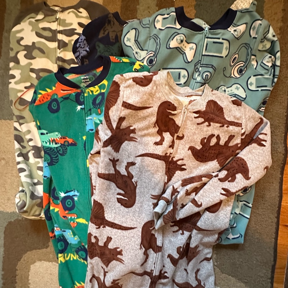 Carter's Gray and Green Pajama Sets with Fun Dinosaur Prints
